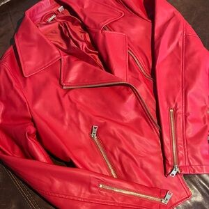 Tahari Red Leather Jacket